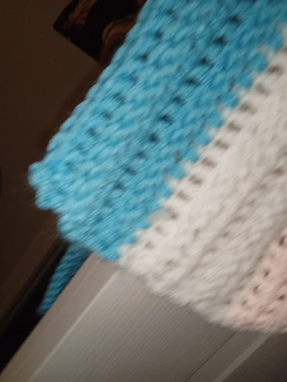 Handmade Kids Crochet Scarf - Blue, White & Pink